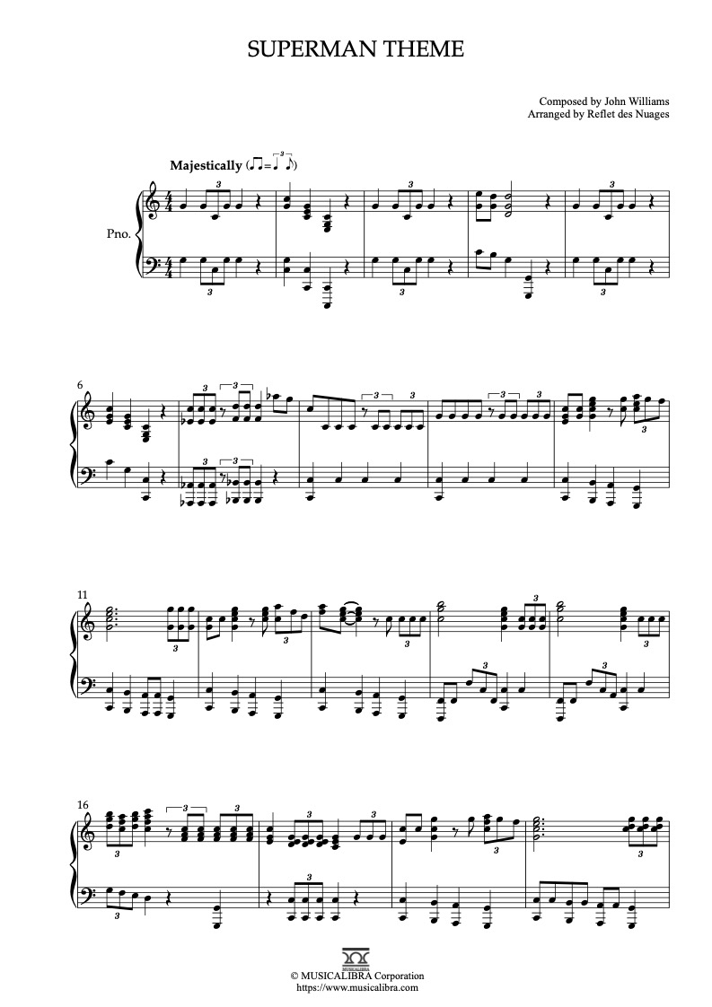 Superman Theme 钢琴 独奏 乐谱