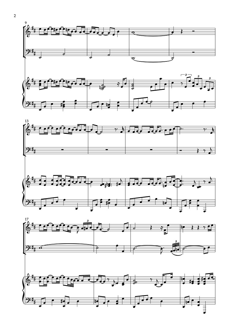 Partitura de Lately arreglada para trío de violín, violonchelo y piano
