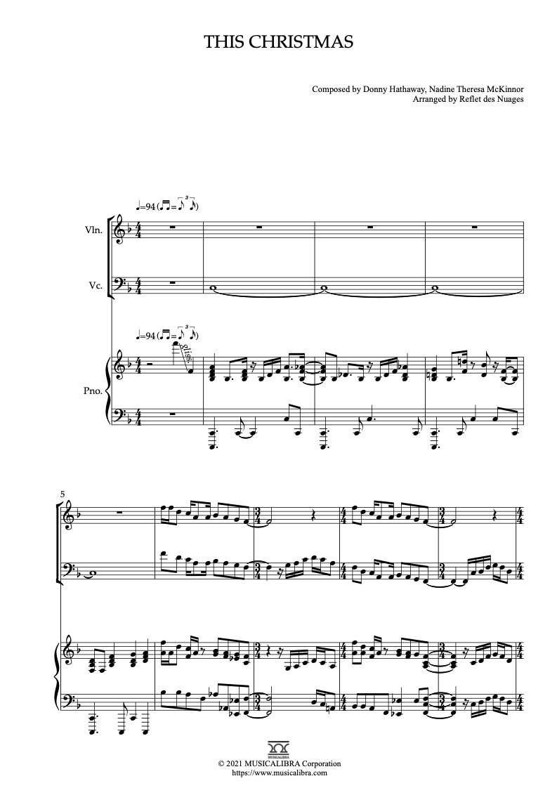 Donny Hathaway This Christmas 三重奏 乐谱 - 小提琴, 大提琴, 钢琴