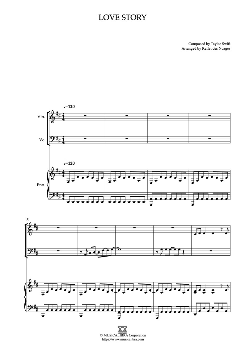 Trio 악보] Love Story 편곡 악보 - 바이올린, 첼로, 피아노 실내악 앙상블 : Musicalibra
