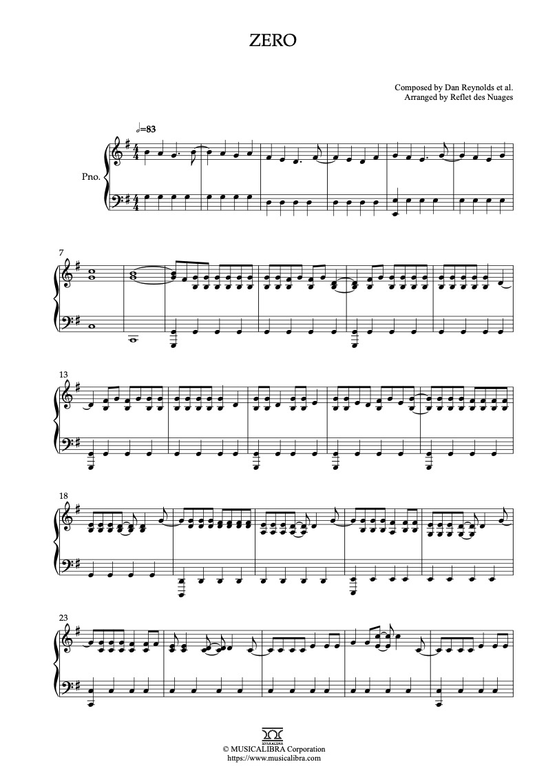 Partitura de Ralph Breaks the Internet Zero arreglada para piano solo