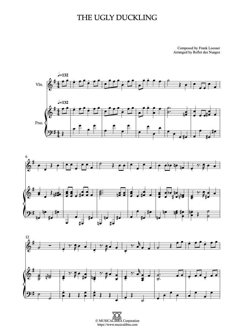 Sheet music of Invitation to Enchantment arranged for violin and piano duet preview page 1