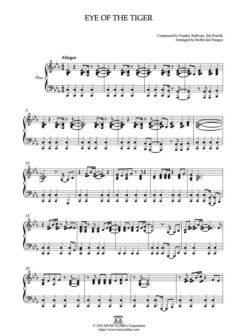 EYE OF THE TIGER Piano Sheet music