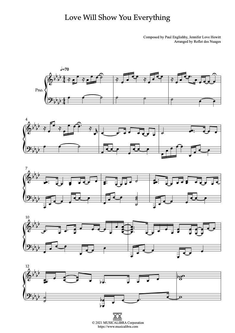 Love Will Show You Everything 钢琴 独奏 乐谱