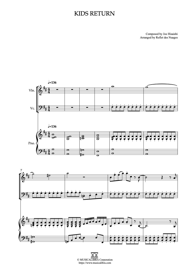 [TRIO SHEET MUSIC] Kids Return - Violin, Cello and Piano Chamber ...