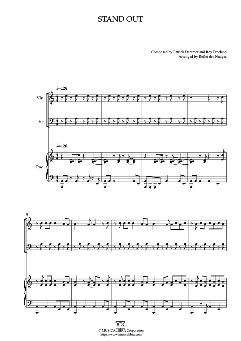 A Goofy Movie Stand Out 編曲楽譜 - ヴァイオリン、チェロ、ピアノトリオ