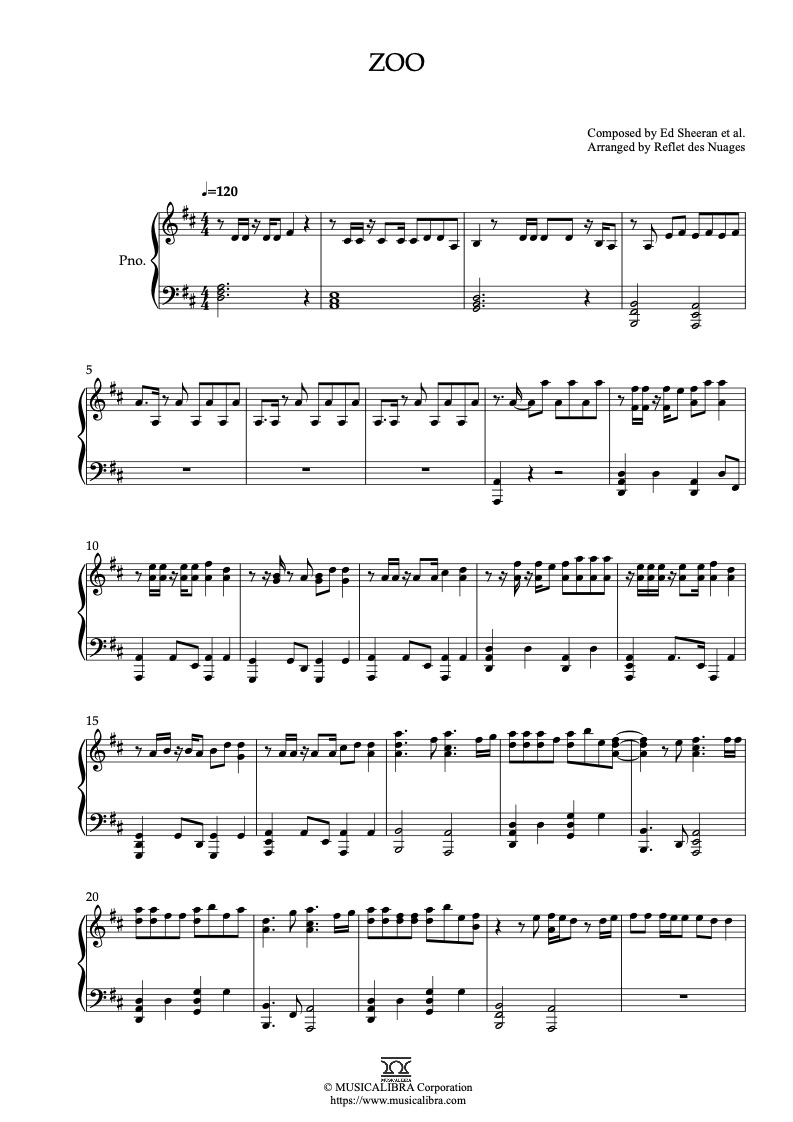 Partitura de Zootopia 2 Zoo arreglada para piano solo