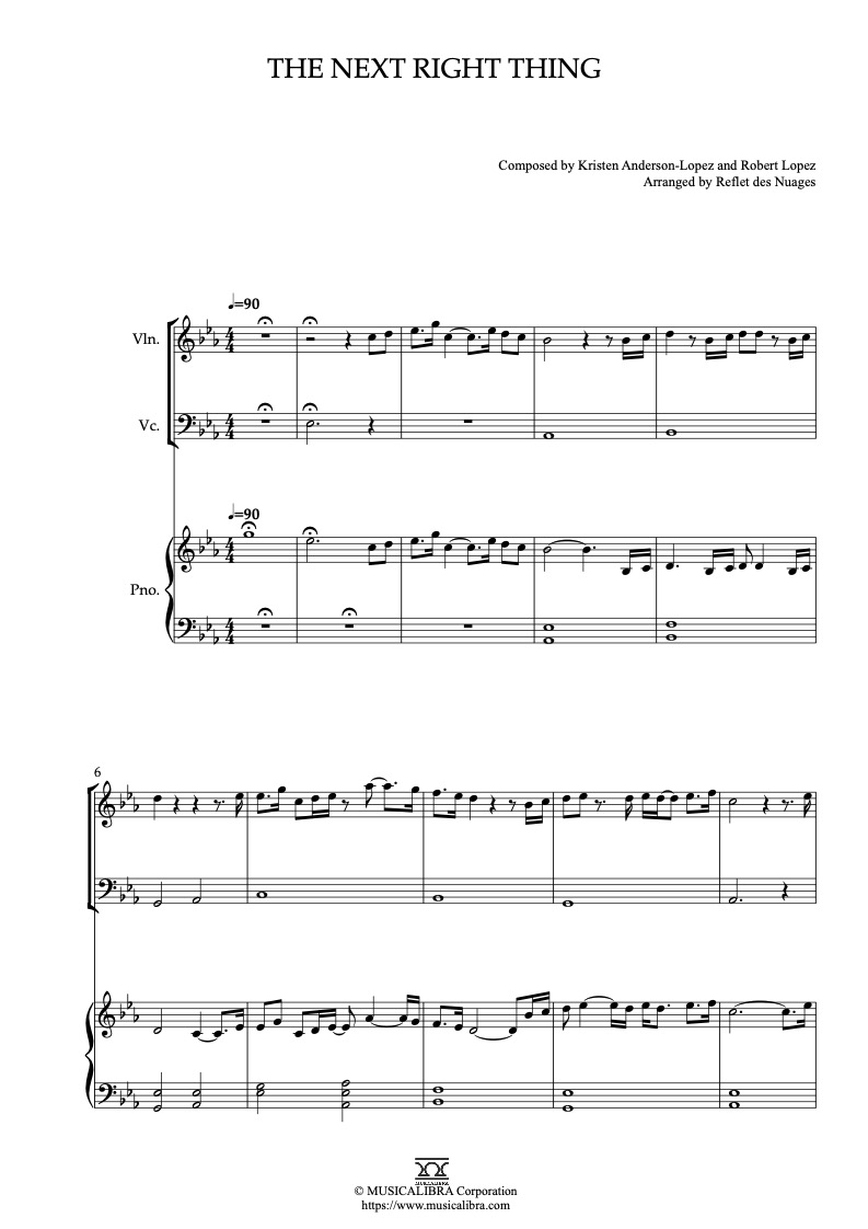 Sheet music of Let It Snow arranged for violin, cello and piano trio chamber ensemble preview page 1