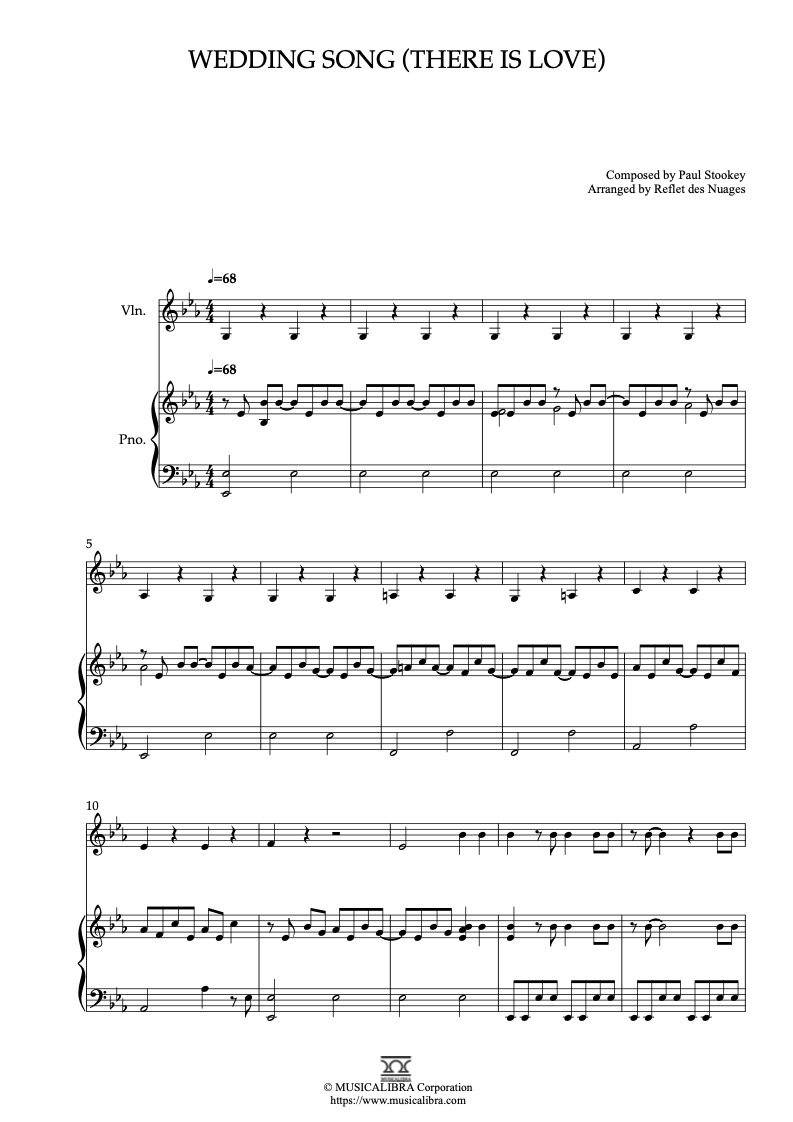 Paul Stookey Wedding Song(There Is Love) 二重奏 乐谱 - 小提琴, 钢琴