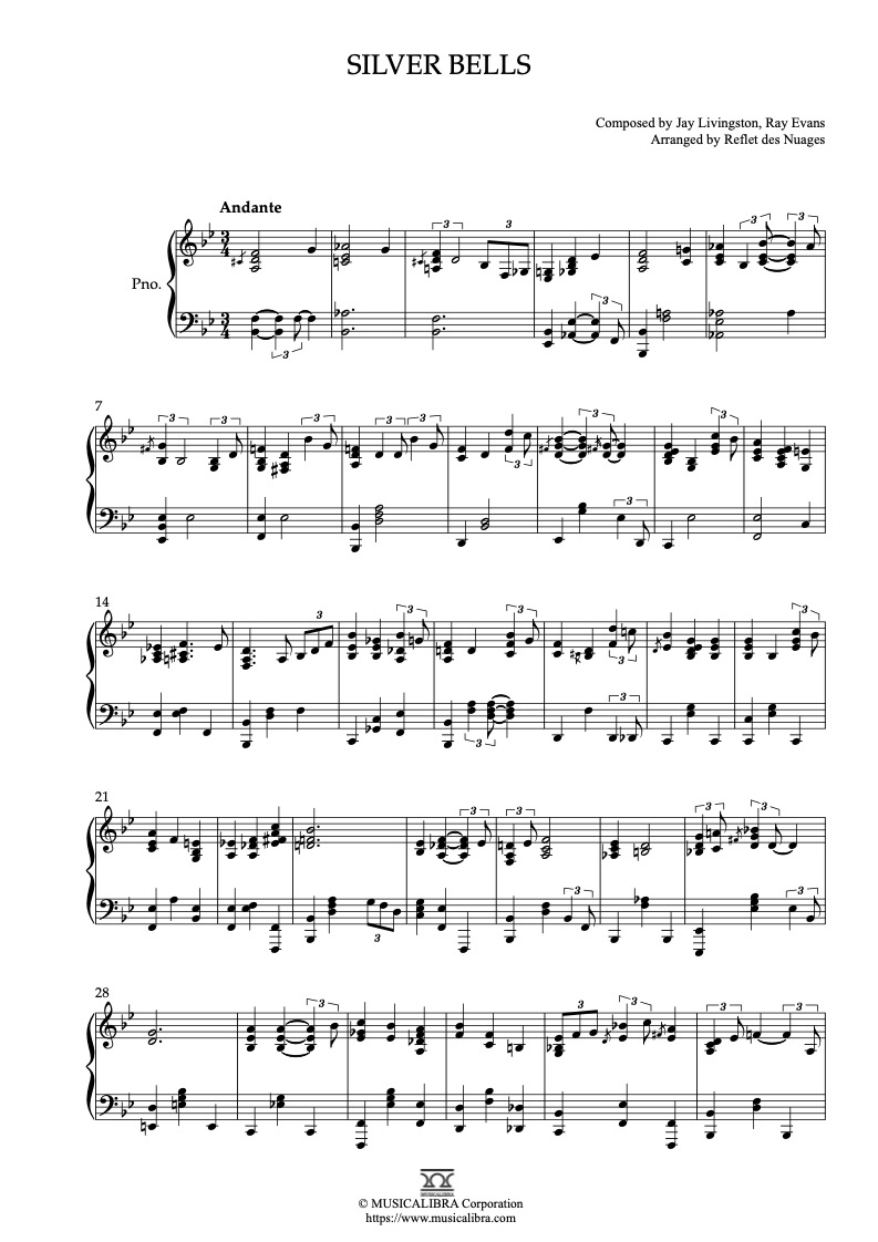 PIANO SOLO SHEET MUSIC] Silver Bells : Musicalibra