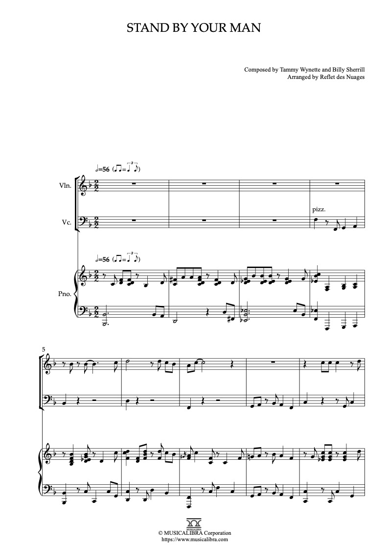 [TRIO SHEET MUSIC] Stand by Your Man Violin, Cello and Piano Chamber