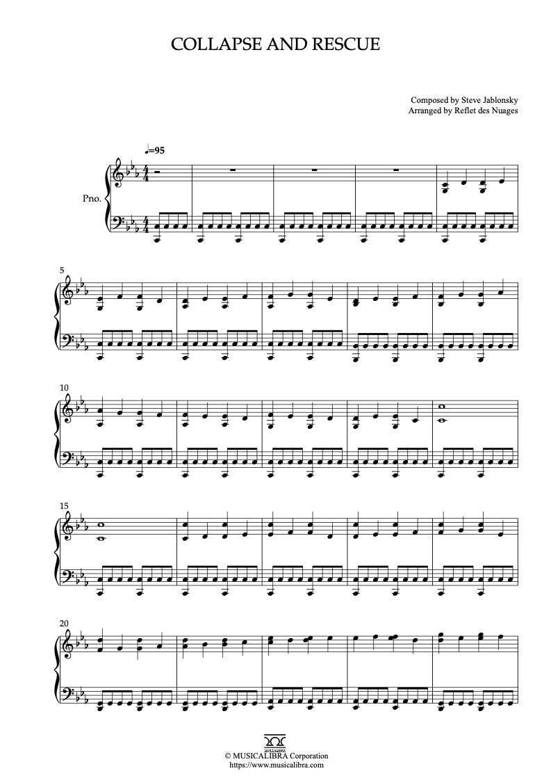 Sheet music of Nuvole Bianche arranged for piano solo preview page 1