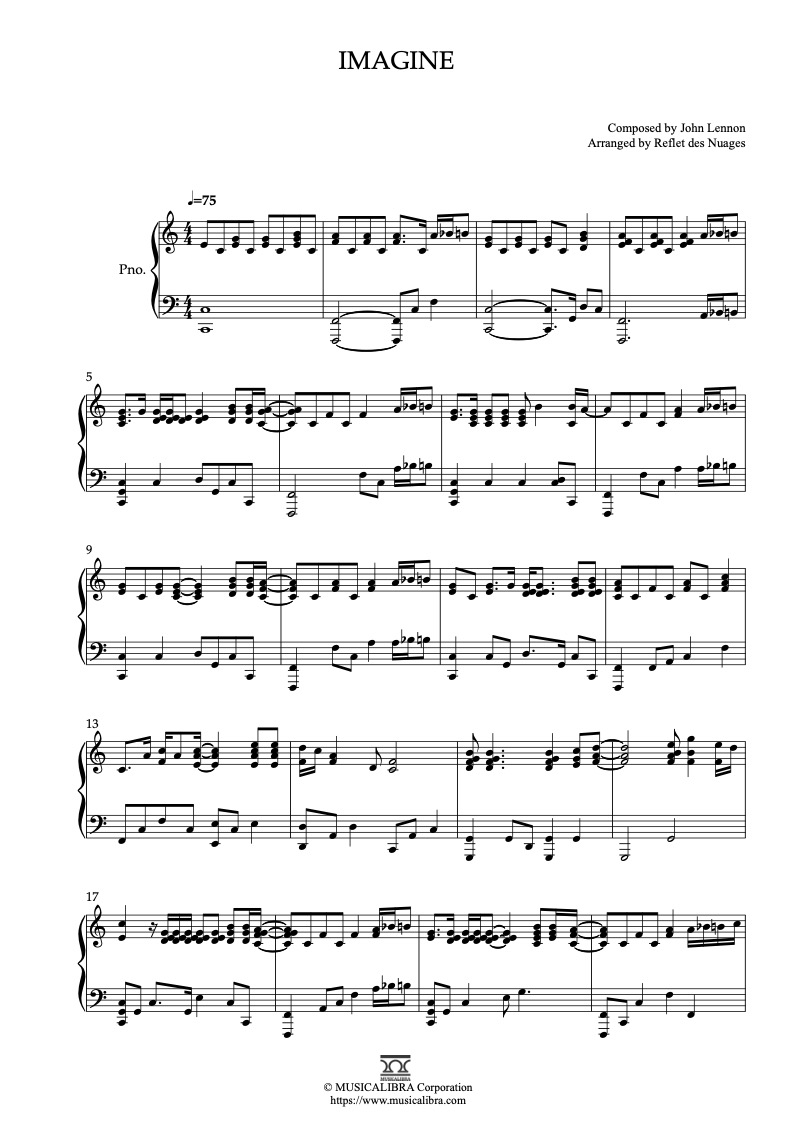 PIANO SOLO SHEET MUSIC] Imagine : Musicalibra