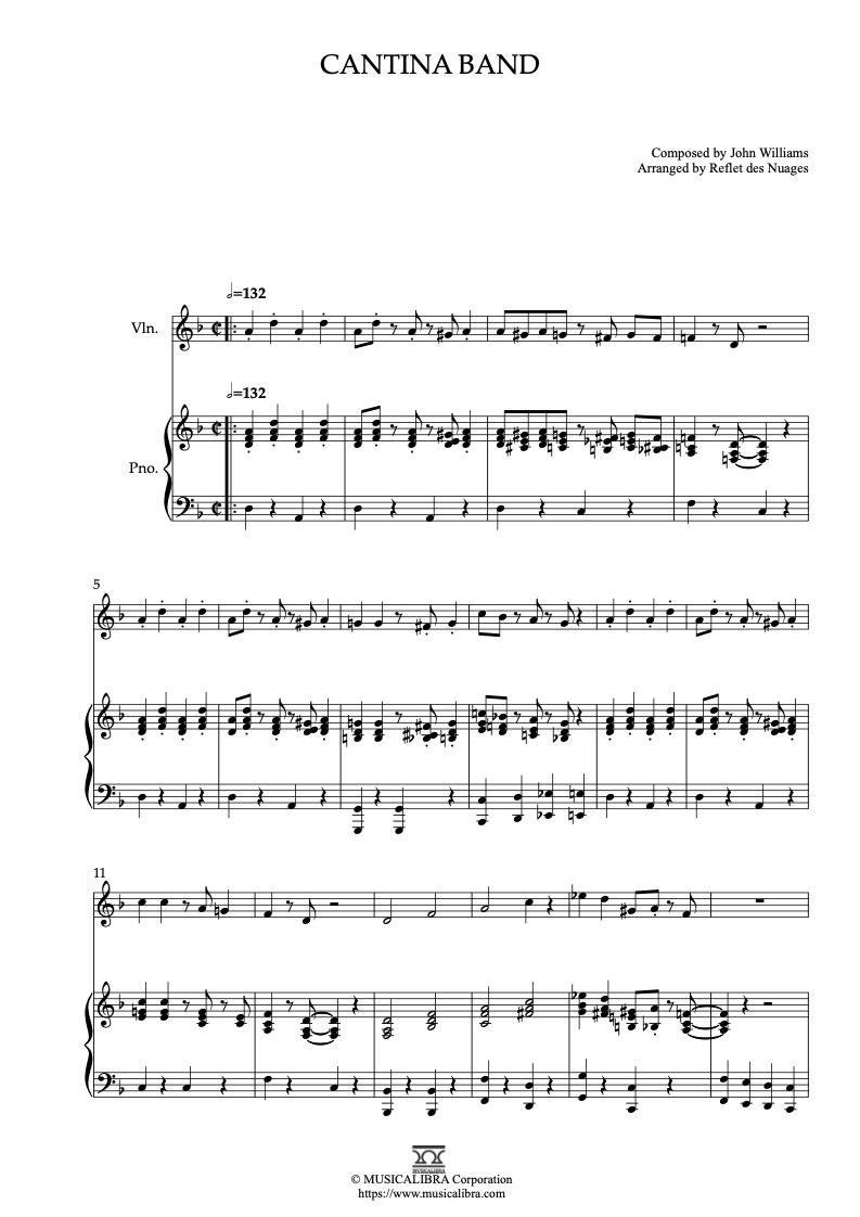 존 윌리엄스 Cantina Band 바이올린 피아노 듀엣 실내악 앙상블 편곡 악보