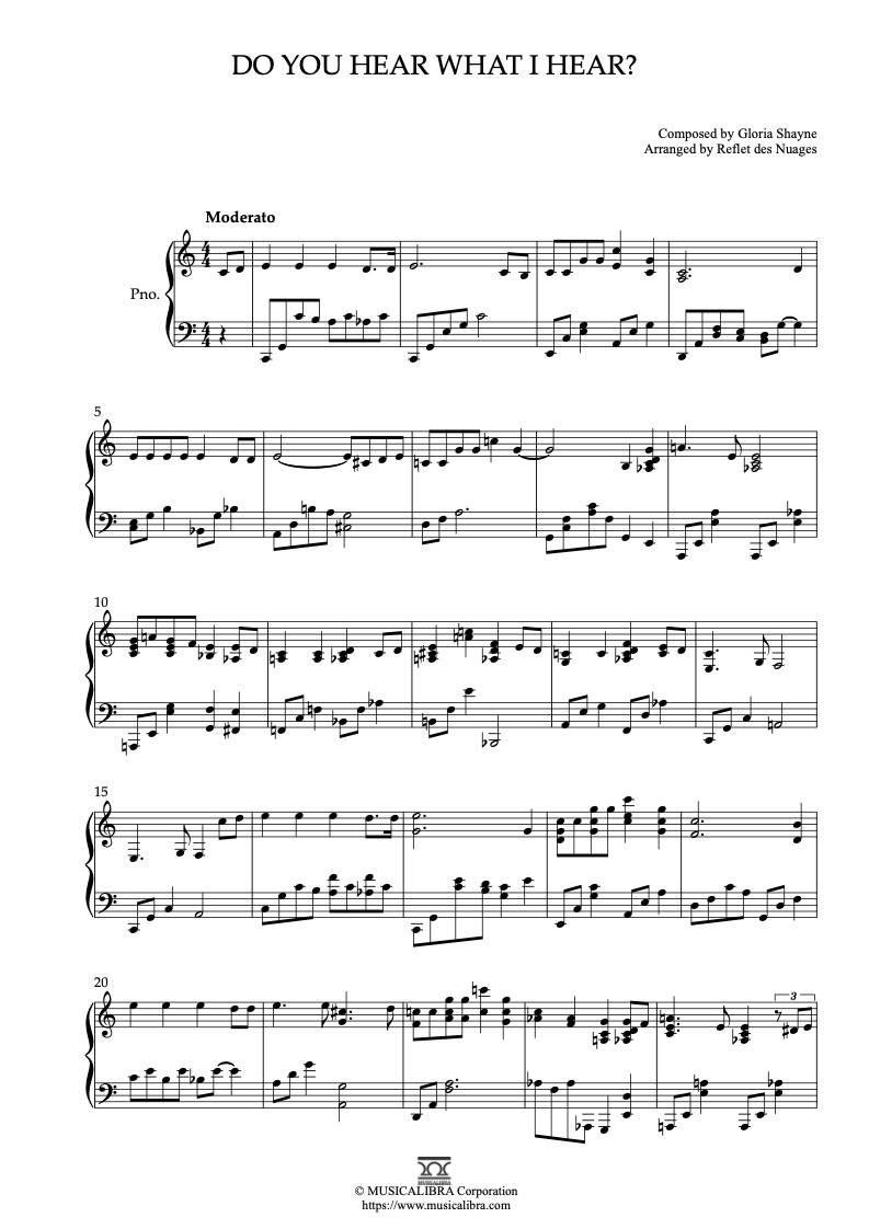 Do You Hear What I Hear? ピアノソロ 編曲 楽譜