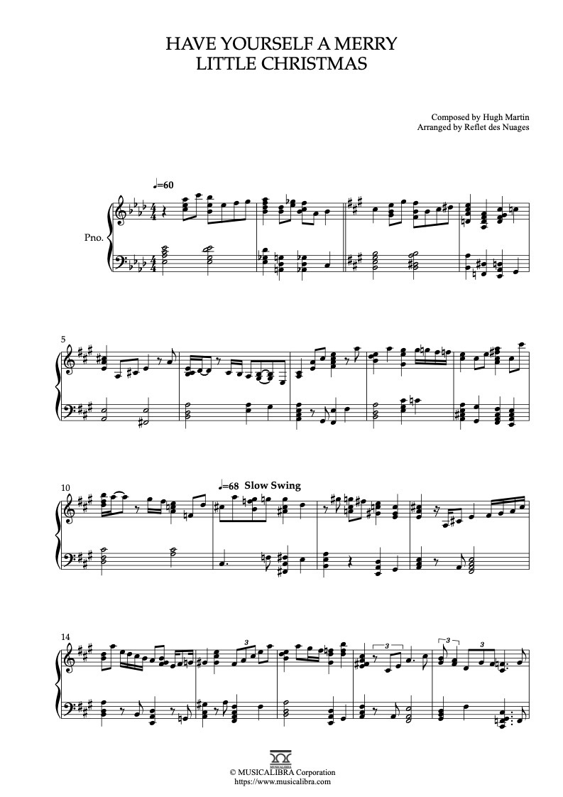 Michael Bublé Have Yourself a Merry Little Christmas ピアノソロ 編曲 楽譜
