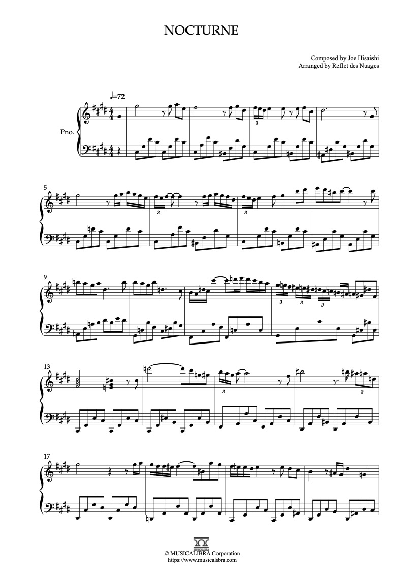 Joe Hisaishi - piano sheet music at