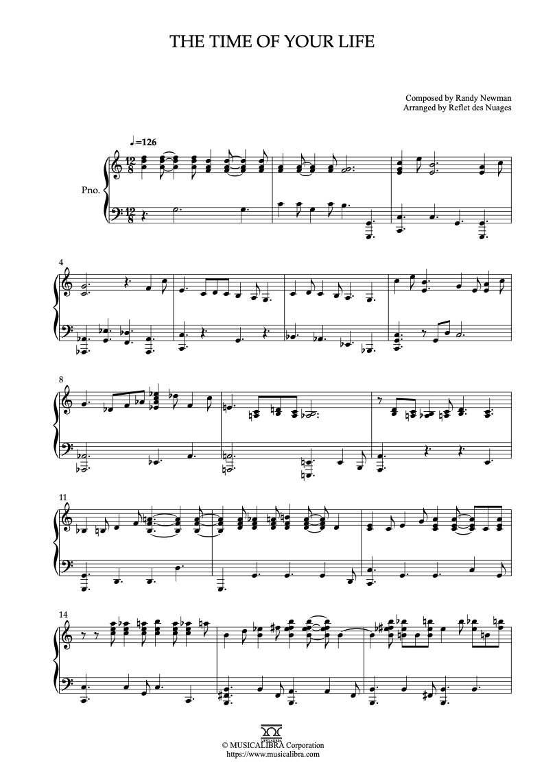 A Bug's Life The Time of Your Life ピアノソロ 編曲 楽譜