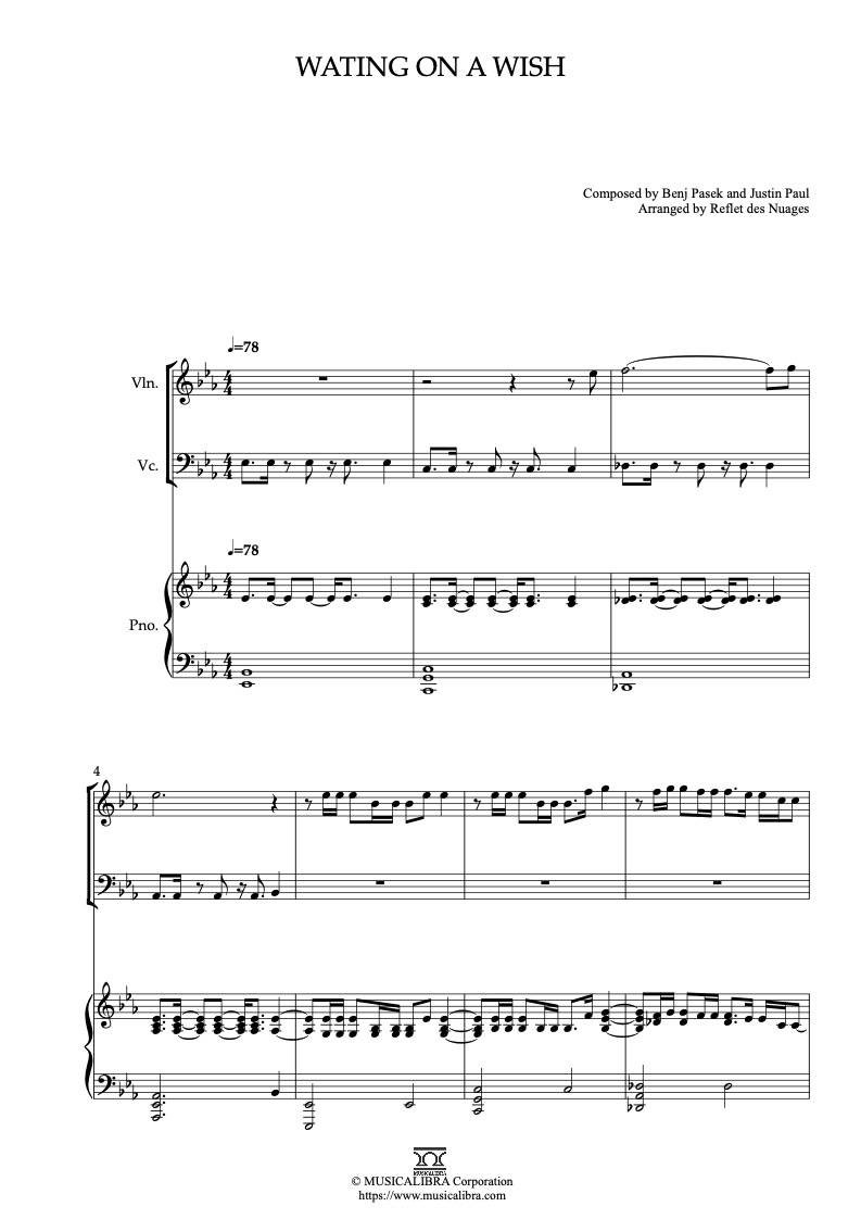 Snow White Waiting on a Wish 피아노 트리오 실내악 앙상블 편곡 악보