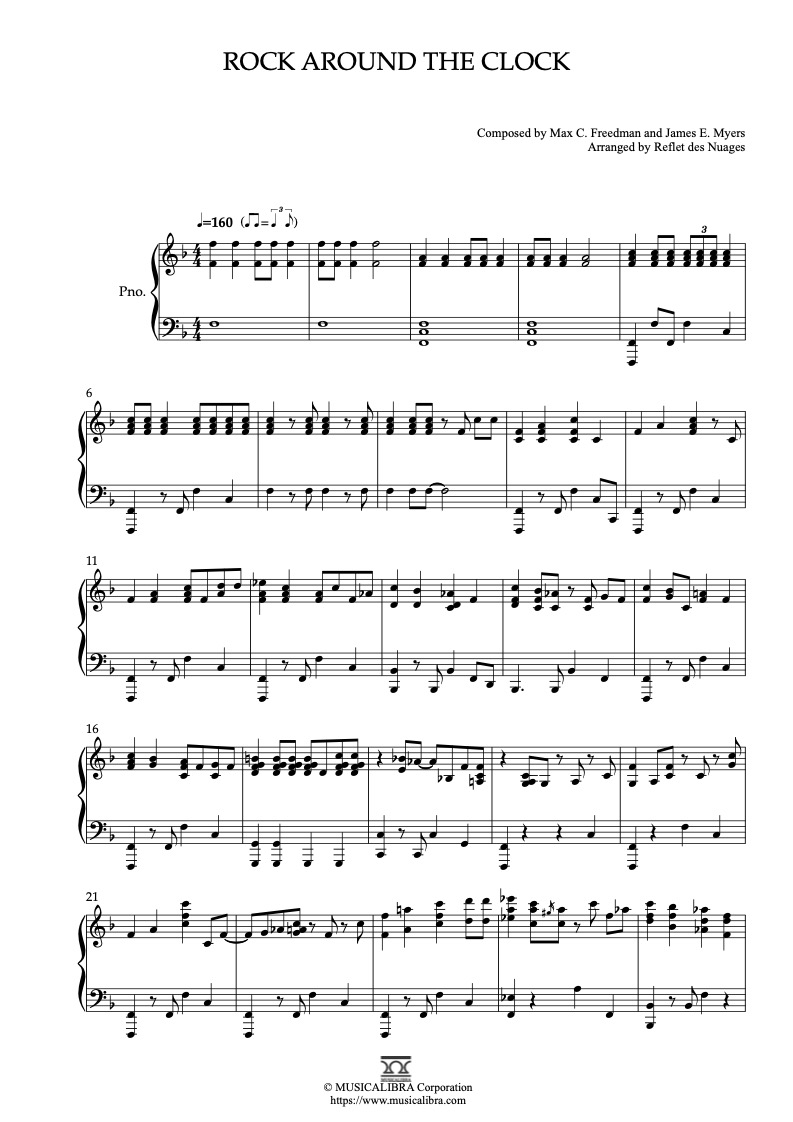 PIANO SOLO 楽譜] Rock Around the Clock ピアノ 編曲 楽譜