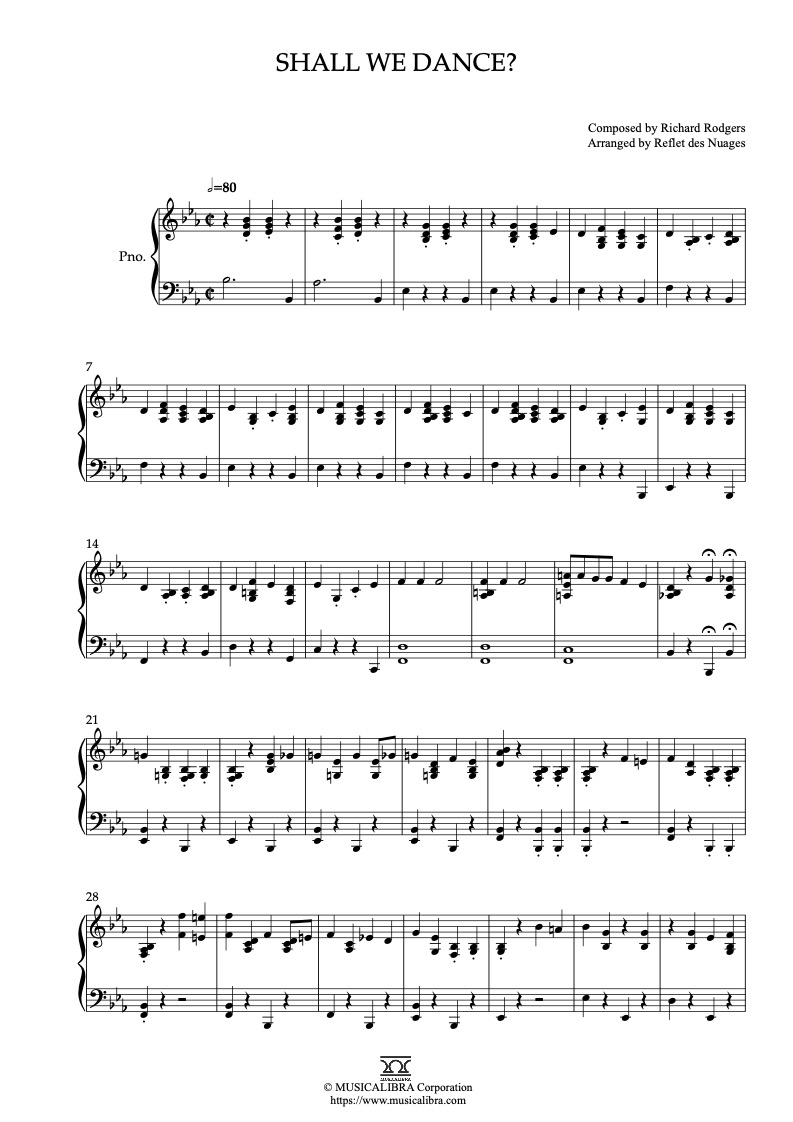 The King and I Shall We Dance? ピアノソロ 編曲 楽譜