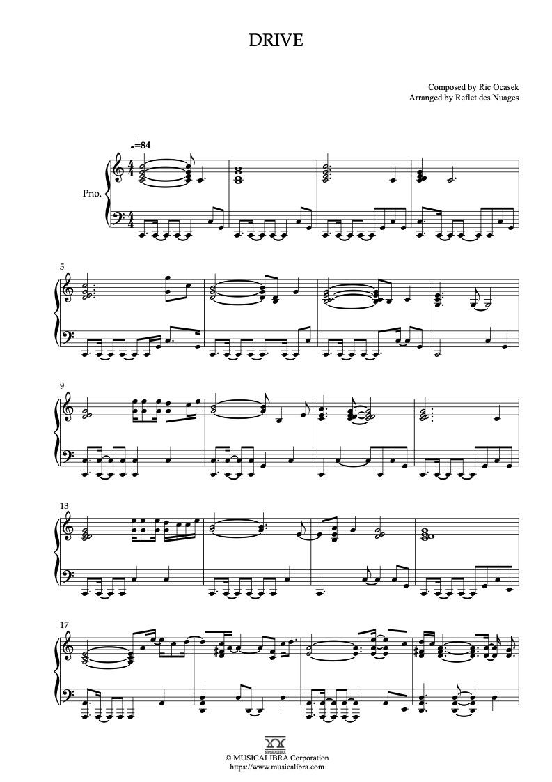 [PIANO SOLO SHEET MUSIC] Drive : Musicalibra