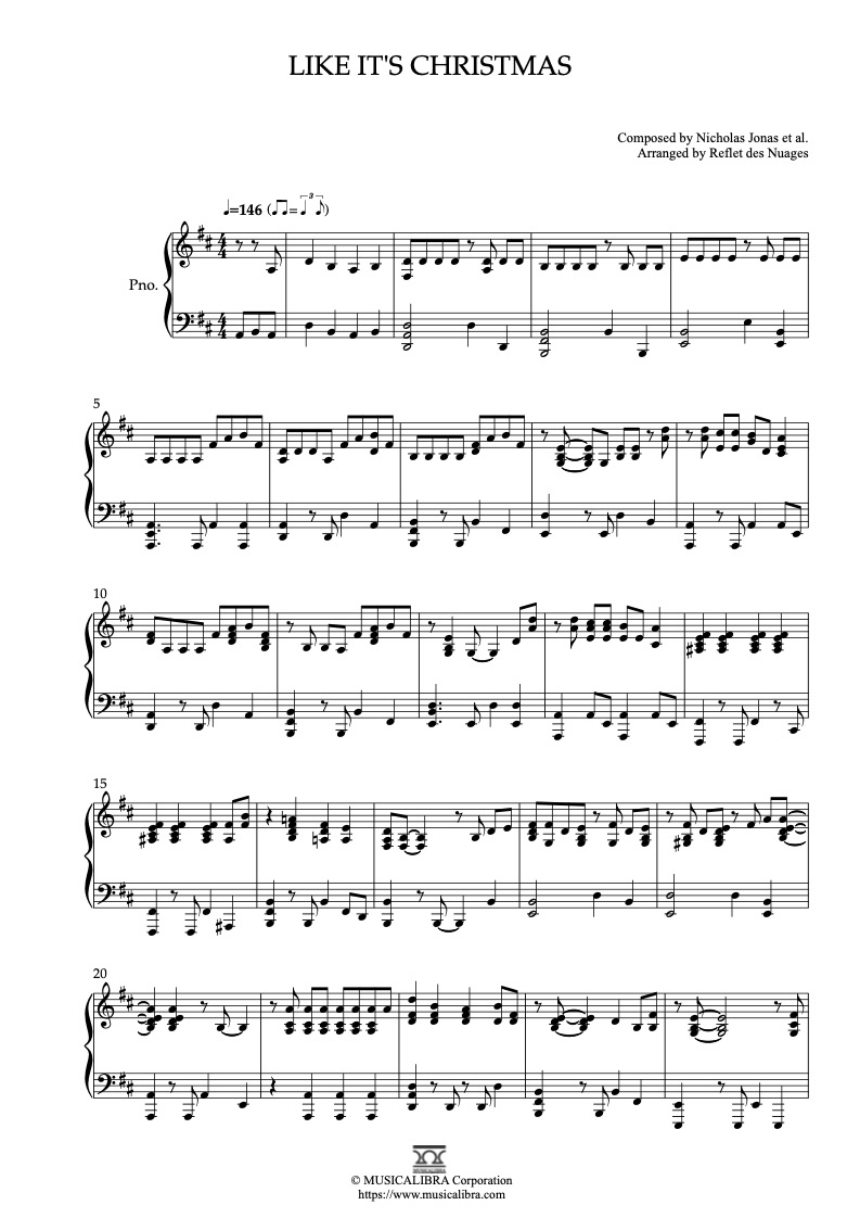 Jonas Brothers Like It's Christmas 钢琴 独奏 乐谱