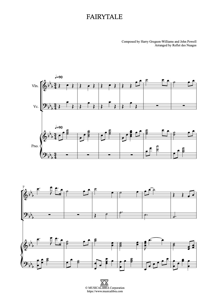 Shrek Fairytale 編曲楽譜 - ヴァイオリン、チェロ、ピアノトリオ