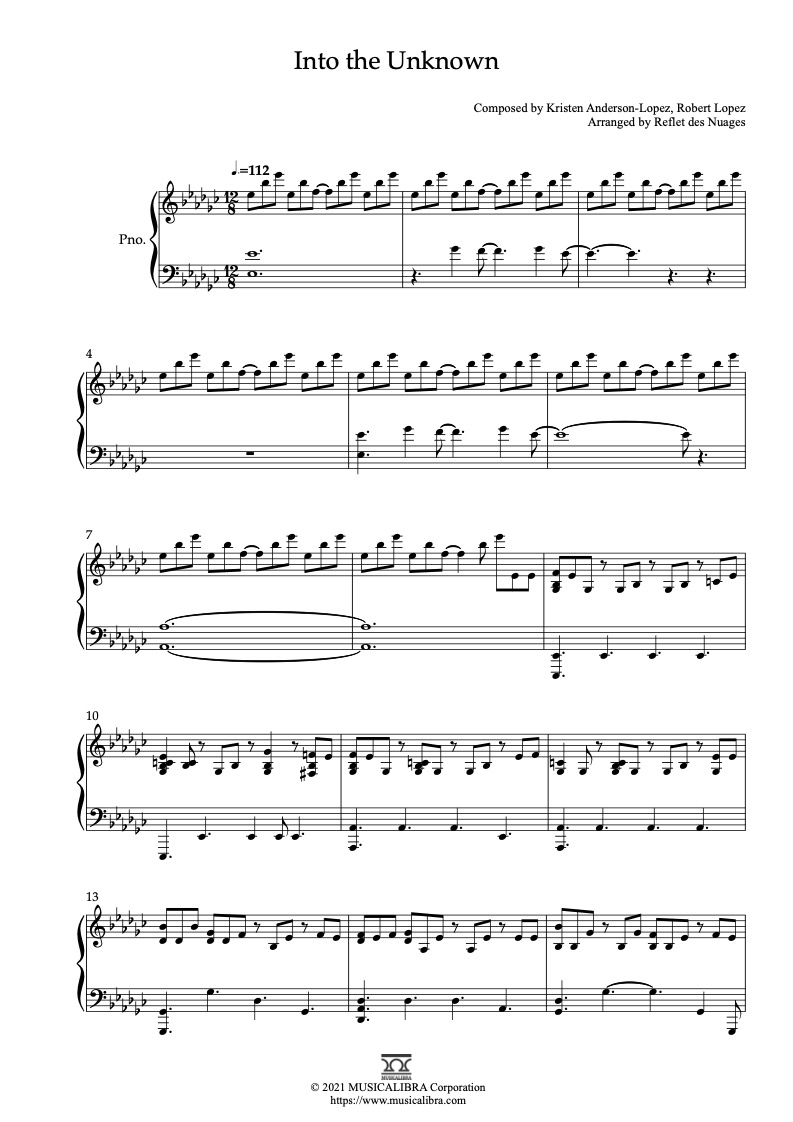 Into the Unknown 钢琴 独奏 乐谱