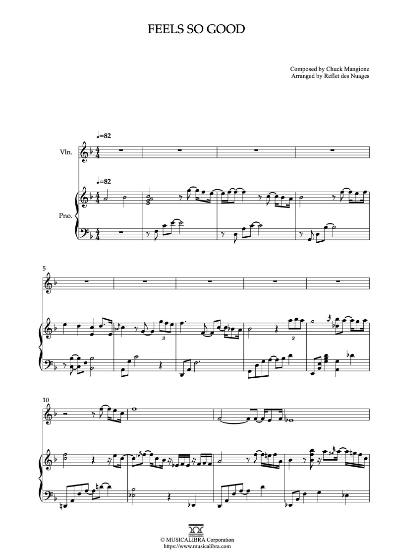Chuck Mangione Feels So Good 바이올린 피아노 듀엣 실내악 앙상블 편곡 악보