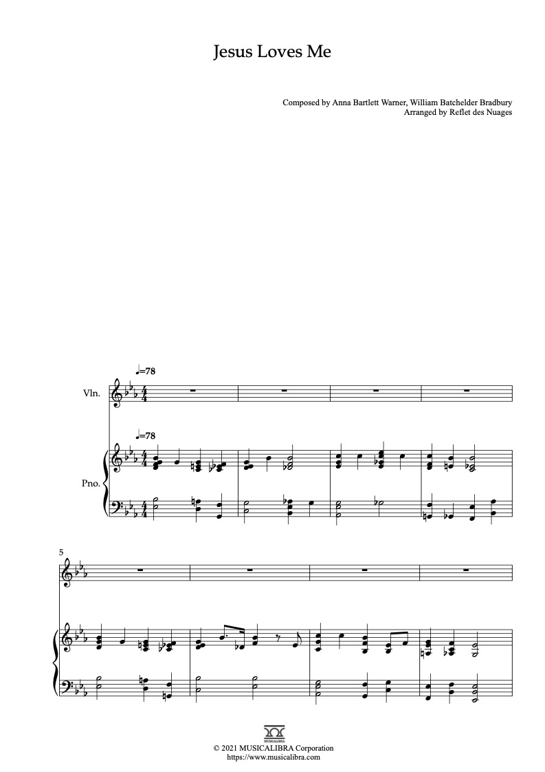 Duet Sheet Music Jesus Loves Me Violin And Piano Chamber Ensemble