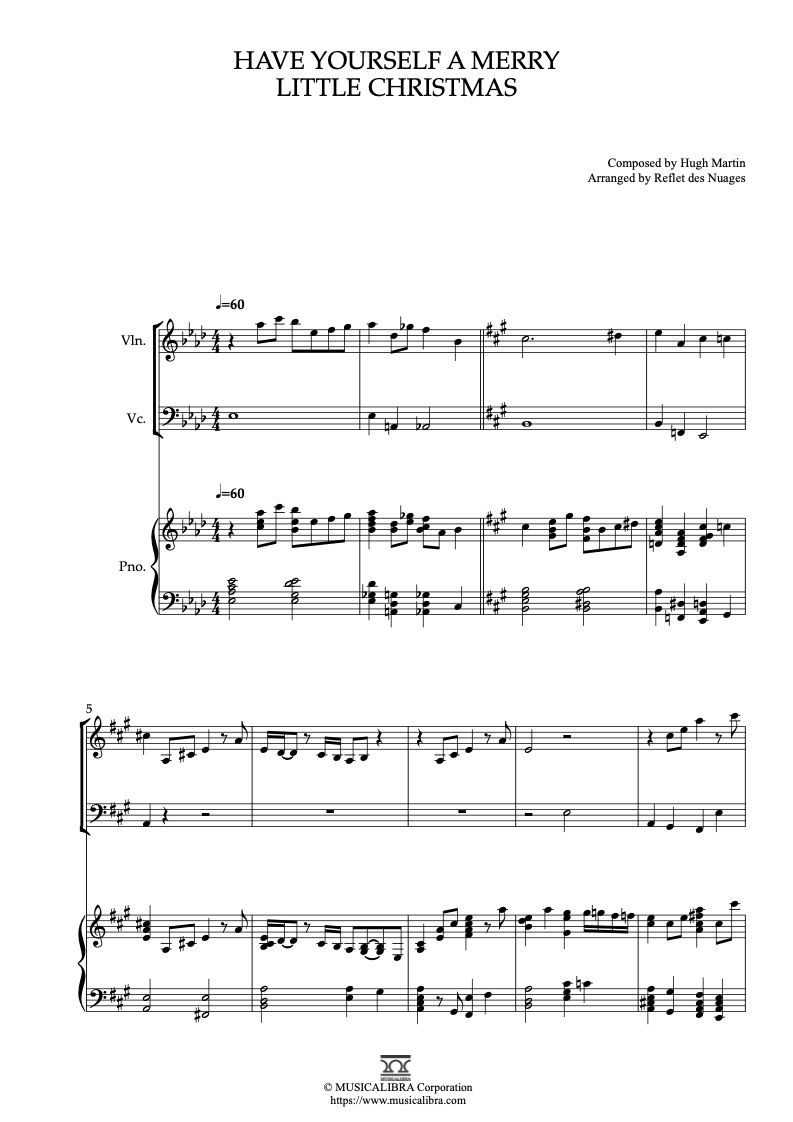 Michael Bublé Have Yourself a Merry Little Christmas 三重奏 樂譜 - 小提琴, 大提琴, 鋼琴