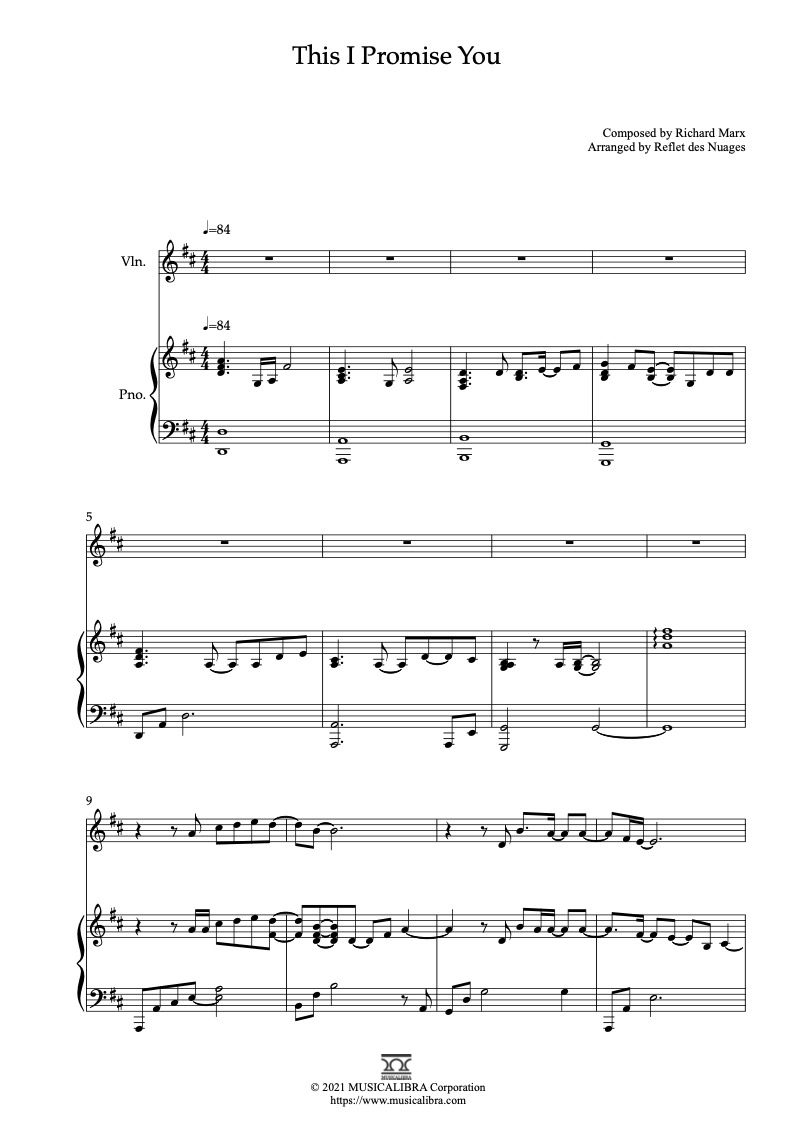 NSYNC This I Promise You 二重奏 乐谱 - 小提琴, 钢琴