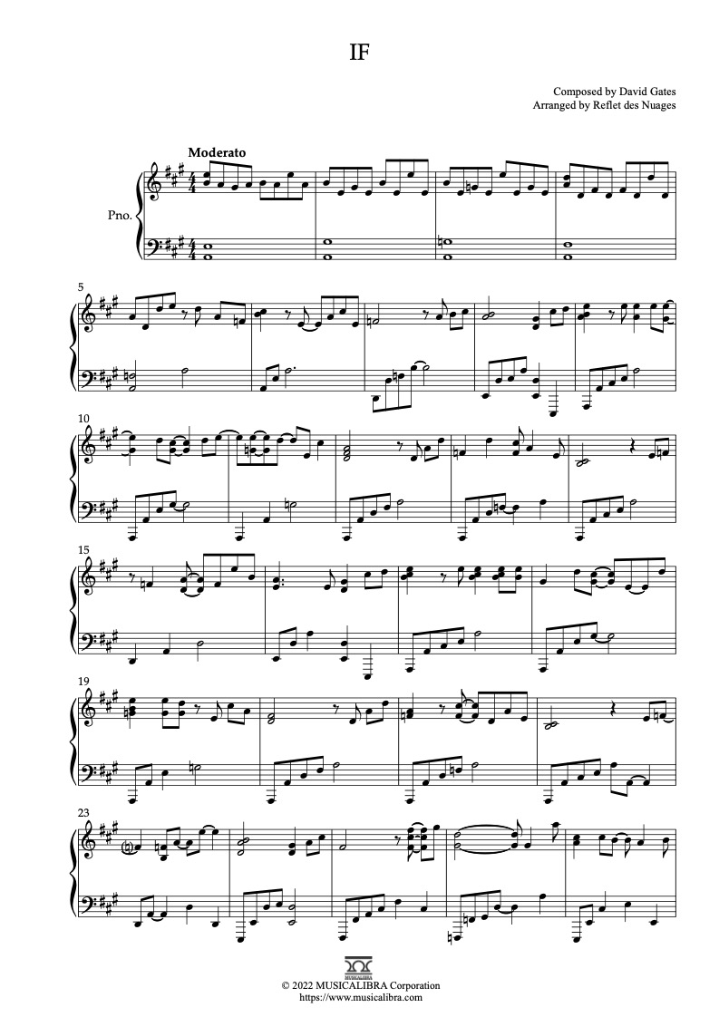 [PIANO SOLO 楽譜] If(Bread) ピアノ 編曲 楽譜 : MUSICALIBRA JAPAN