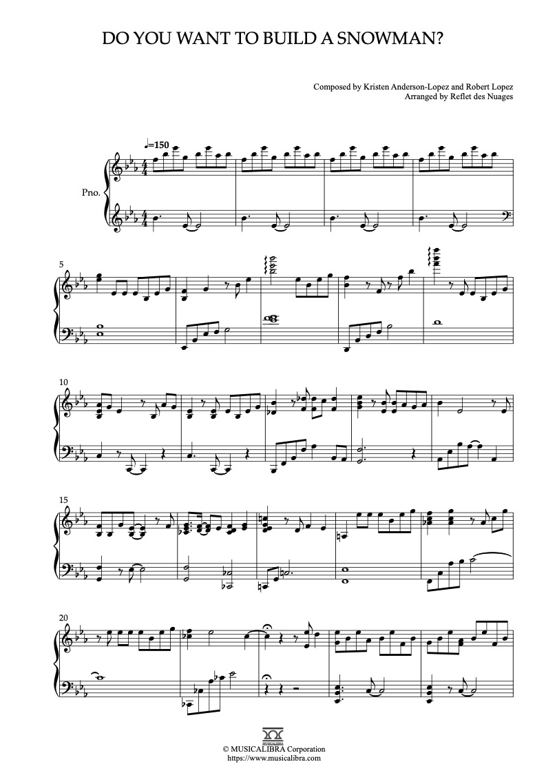 Do You Want to Build a Snowman Sheet music for Piano (Solo) Easy