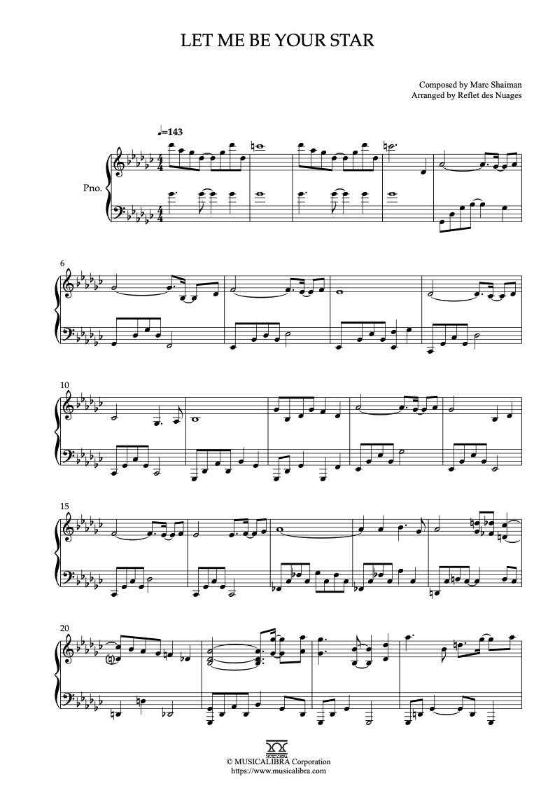 Sheet music of Let Me Be Your Star arranged for piano solo preview page 1