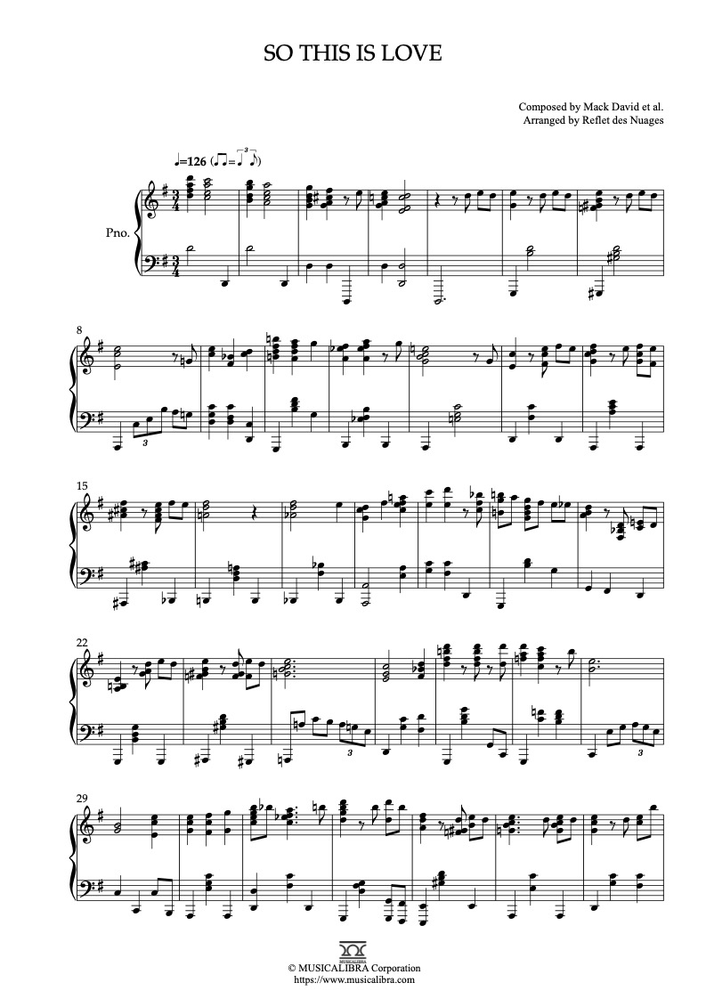 Cinderella Theme So This Is Love 钢琴 独奏 乐谱
