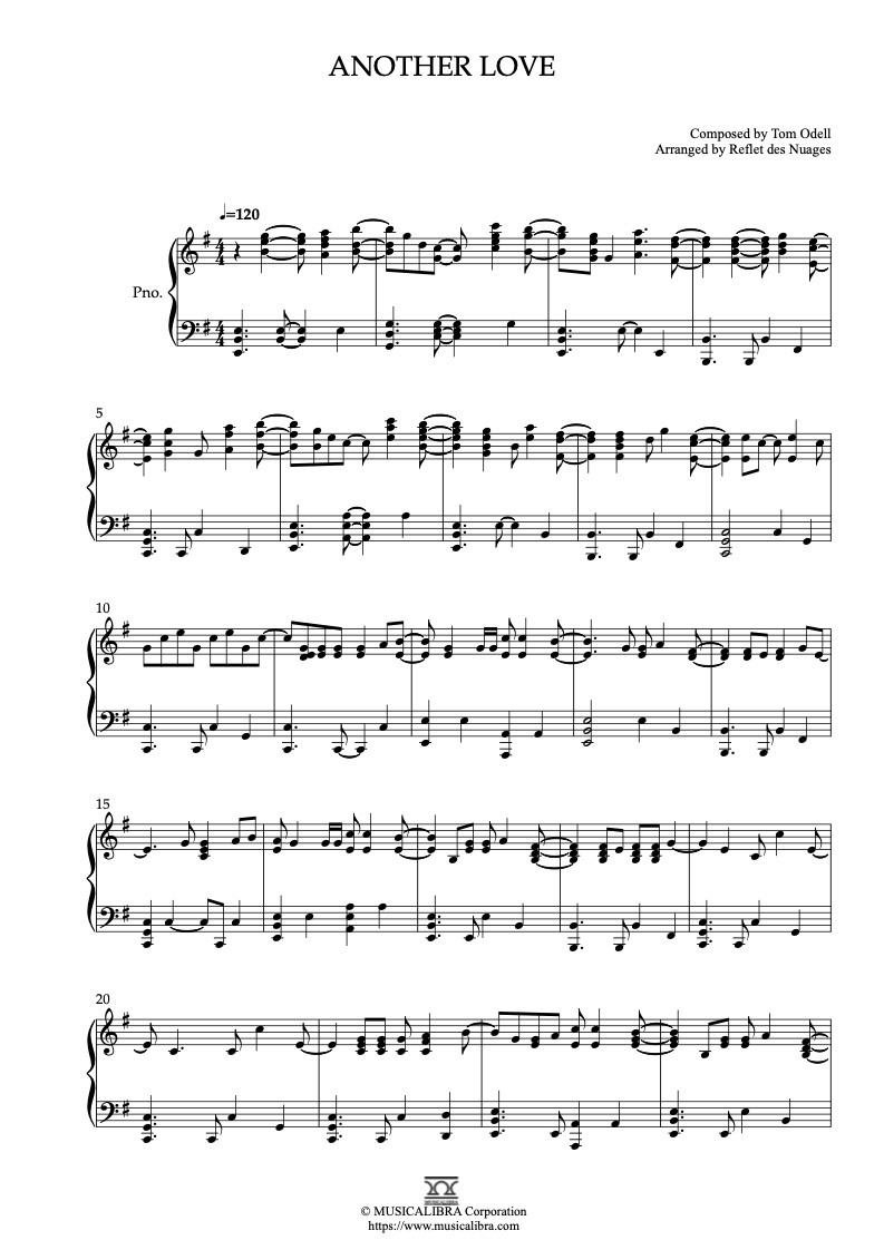 Another Love Sheet Music, Tom Odell