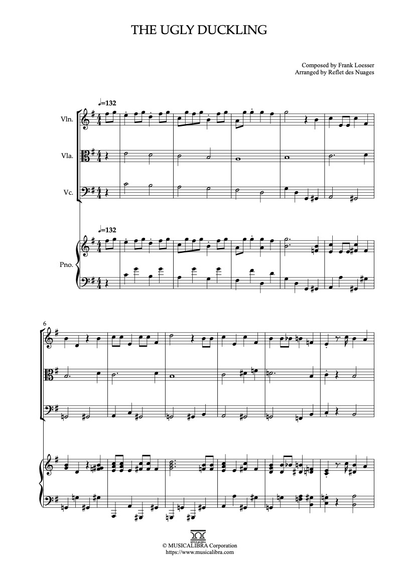 The Ugly Duckling 四重奏 乐谱 - 小提琴, 中提琴, 大提琴, 钢琴
