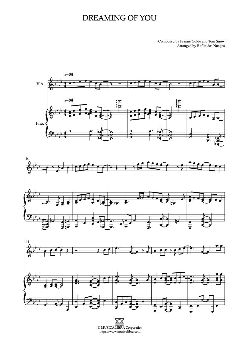 [DUET SHEET MUSIC] Dreaming of You - Violin and Piano Chamber Ensemble ...