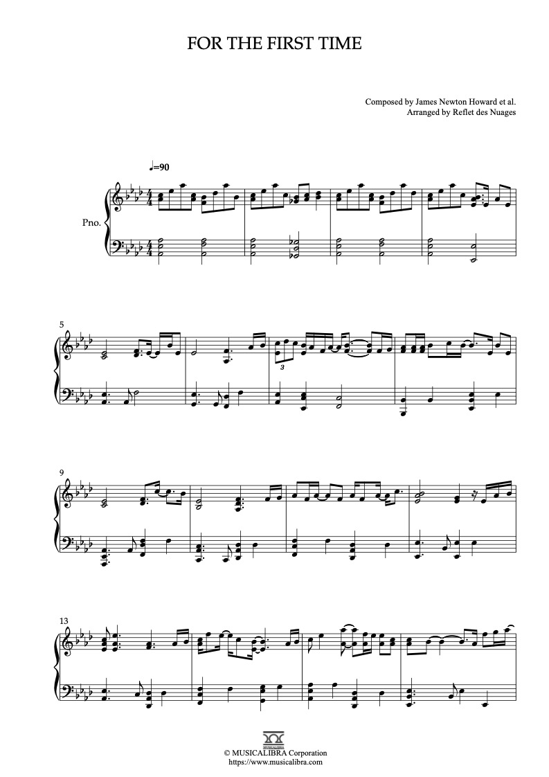 For the First Time(Kenny Loggins) From One Fine Day 鋼琴 獨奏 樂譜