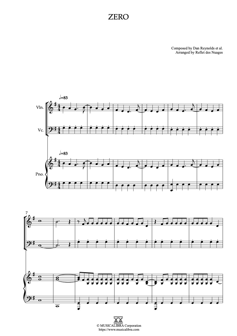 Ralph Breaks the Internet Zero 三重奏 乐谱 - 小提琴, 大提琴, 钢琴