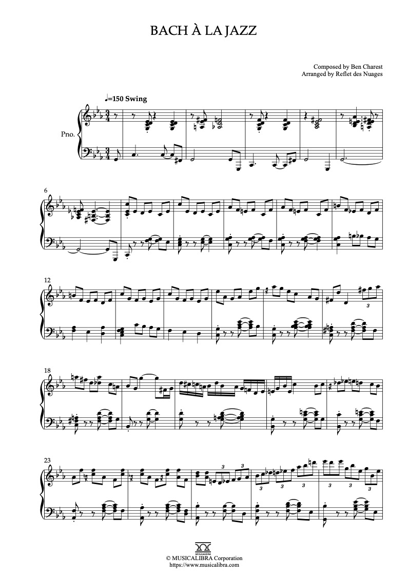 The Triplets of Belleville Bach à la jazz ピアノソロ 編曲 楽譜