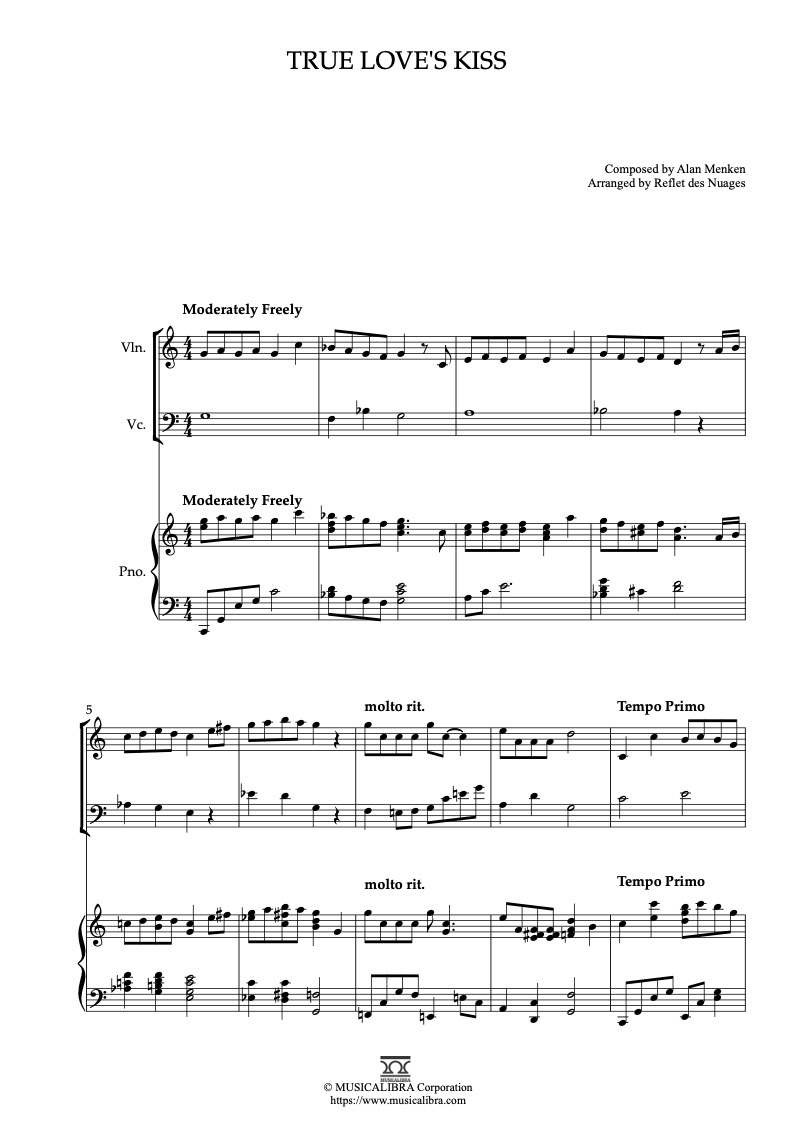 Enchanted True Love's Kiss 編曲楽譜 - ヴァイオリン、チェロ、ピアノトリオ