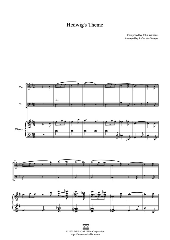 skjule unse Disco TRIO SHEET MUSIC] Hedwig's Theme - Violin, Cello and Piano Chamber Ensemble  : Musicalibra