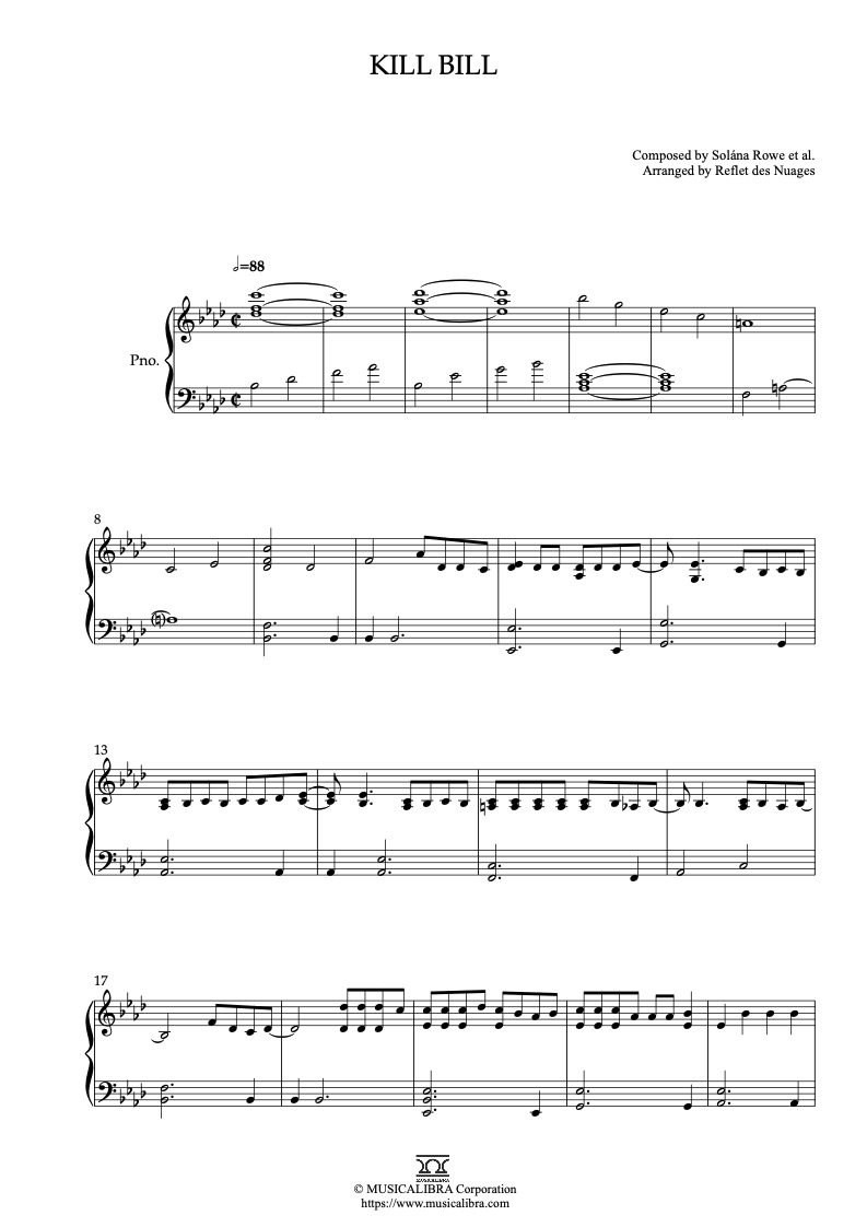 Kill Bill Piano Sheet Music