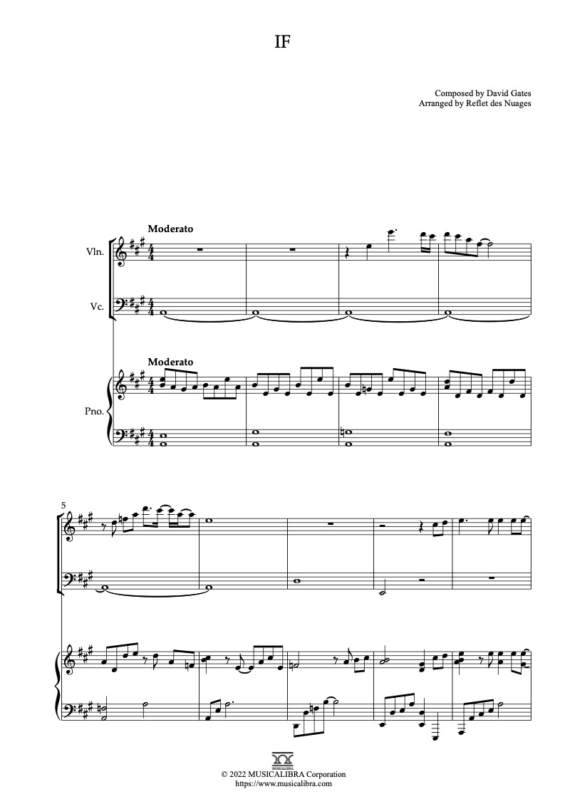 Partitura de If(Bread) arreglada para trío de violín, violonchelo y piano
