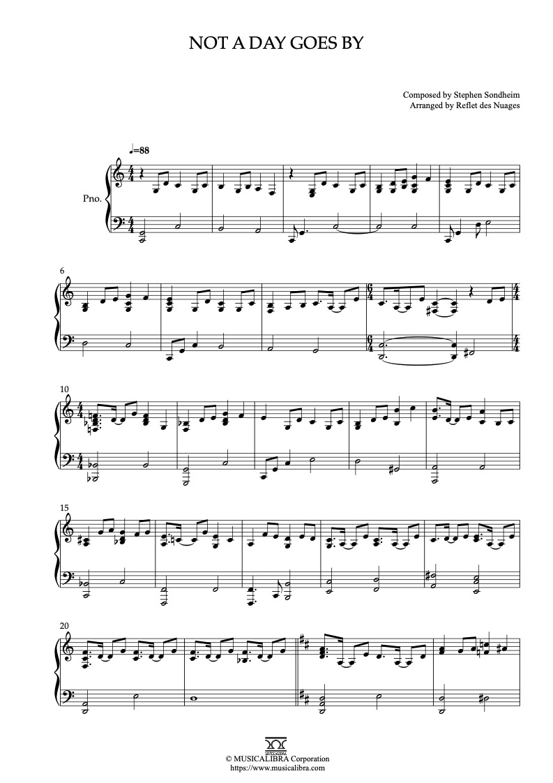 [PIANO SOLO SHEET MUSIC] Not a Day Goes By : MUSICALIBRA