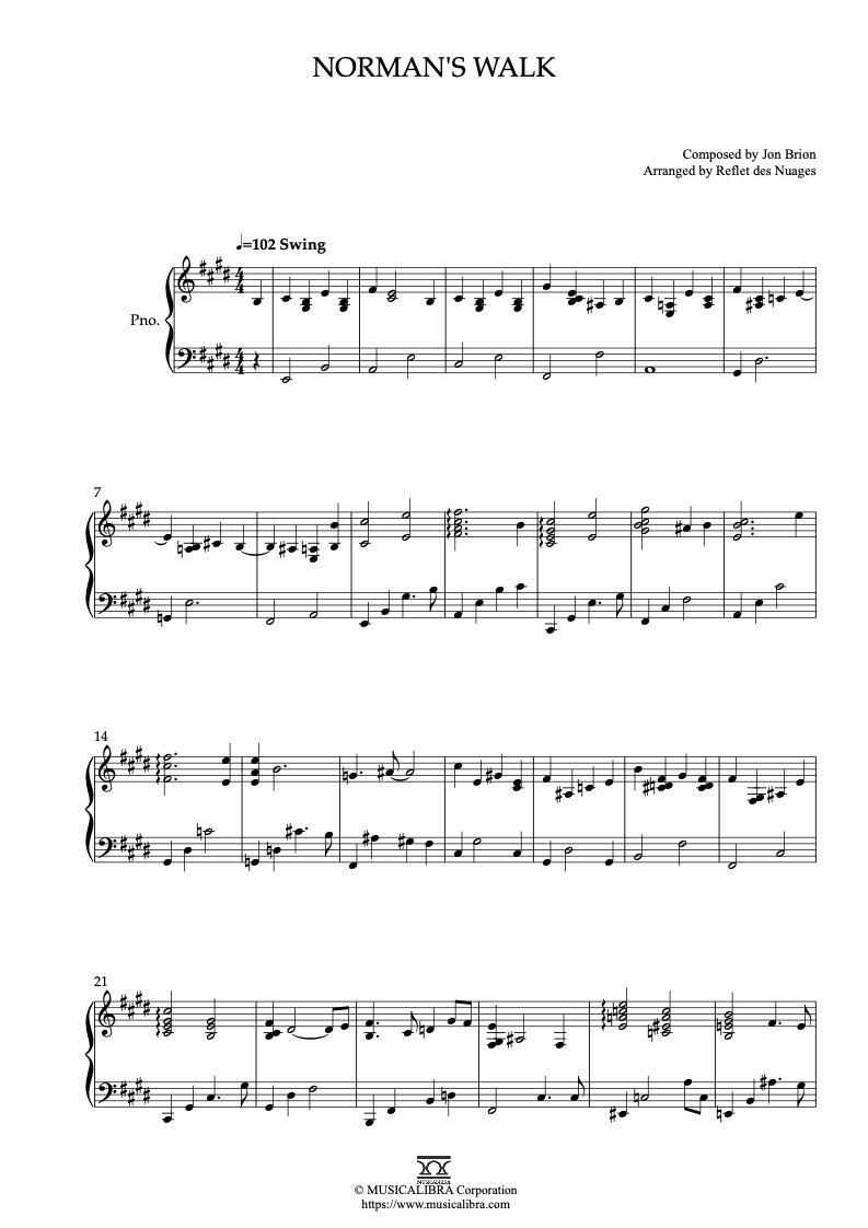 Partitura de Paranorman Norman's Walk arreglada para piano solo