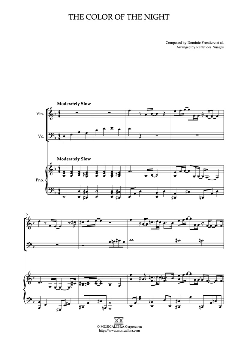[TRIO SHEET MUSIC] The Color of the Night - Violin, Cello and Piano ...